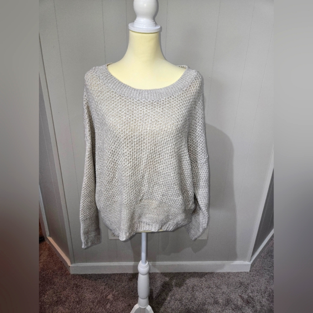 EXPRESS Women's Gray Sweater with lace up tie back